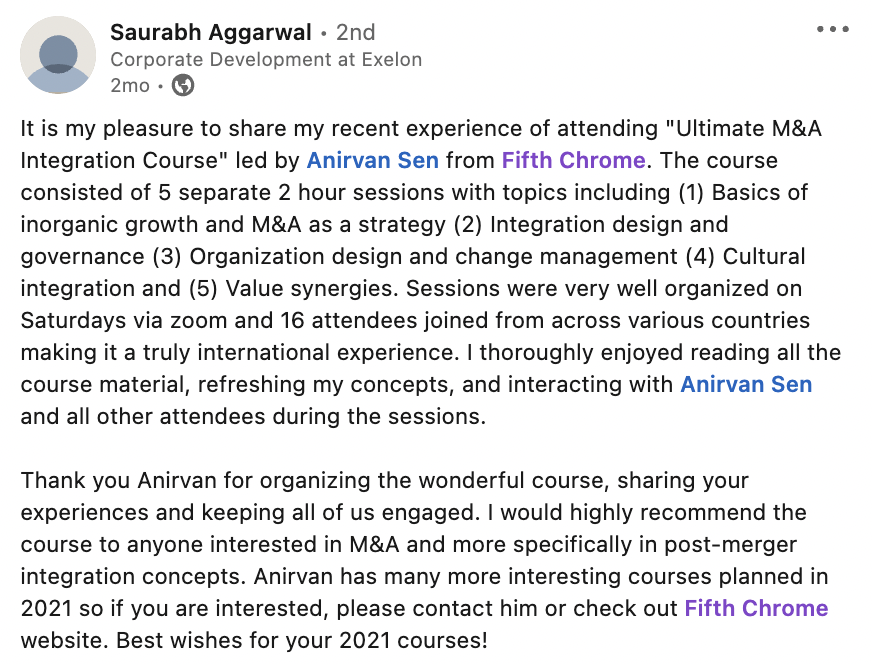 5th-Chrome-Ultimate-MnA-Integration-Saurabh-Aggarwal Ultimate M&A Integration