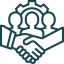 A people and hands shaking icon showing Global Shared Services advisory