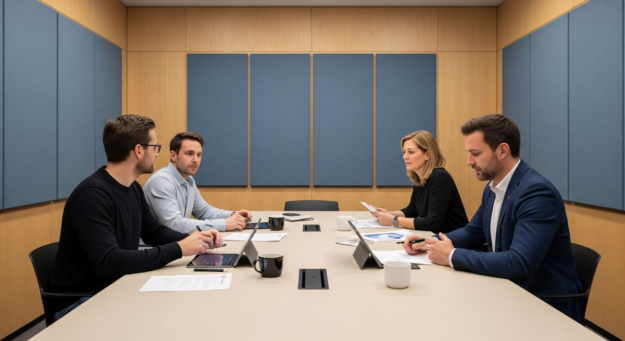 Corporate development and integration leaders in a strategy meeting — representing the transition phase discussed in the article, The Top 7 Mistakes of Corporate Development Transitions — and How to Fix Them.