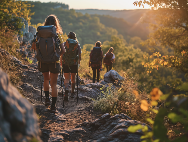 “100 Days to Integrate in M&A? Only If You’re Integrating a Coffee Machine.” – A group of hikers walking along a rocky trail at sunset, symbolizing that successful post-merger integration is a long, steady journey, not a 100-day sprint.