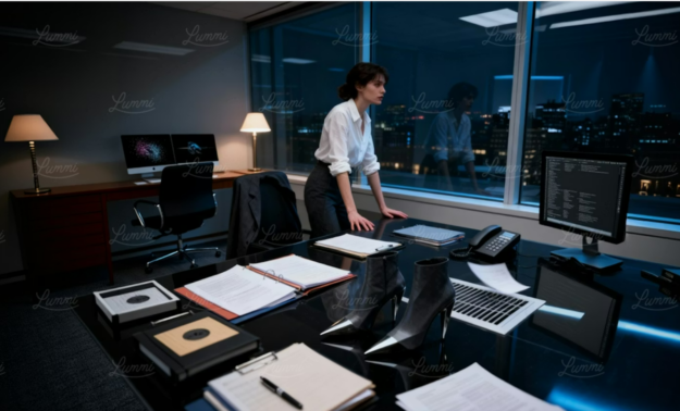 A senior leader standing alone in a quiet office at night, reflecting on decisions during an M&A transition, illustrating “The Hidden Tragedy Behind Post-Acquisition Leadership Exits in M&A.”